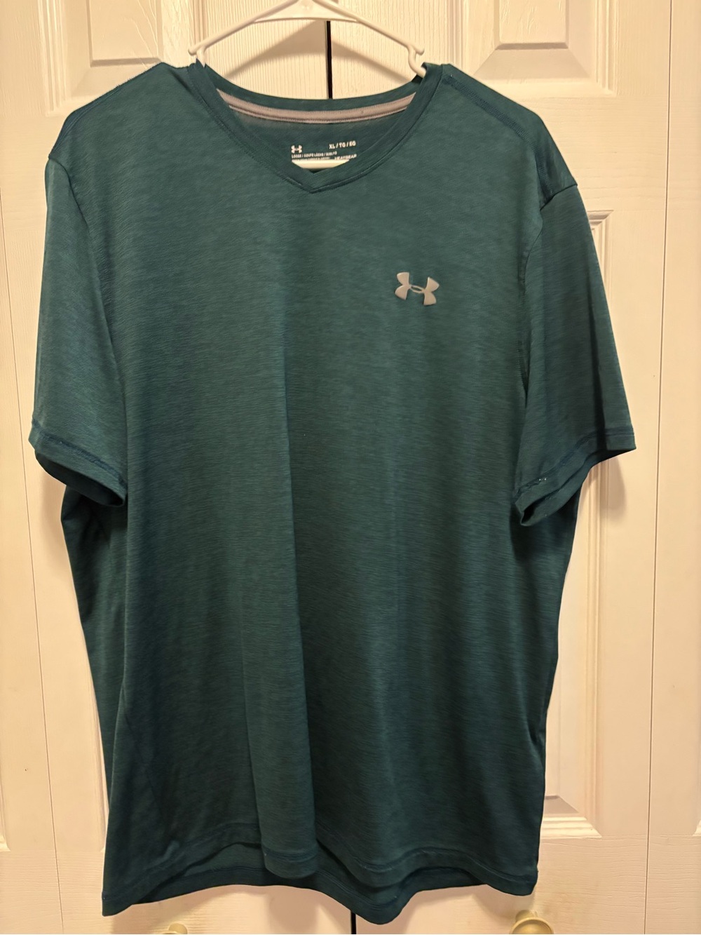 Under Armour Men's HeatGear Loose Fit V-Neck Short Sleeve Shirt Heather Teal XL